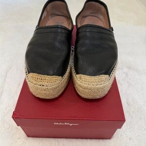 Salvatore Ferragamo Black and Tan Espadrilles